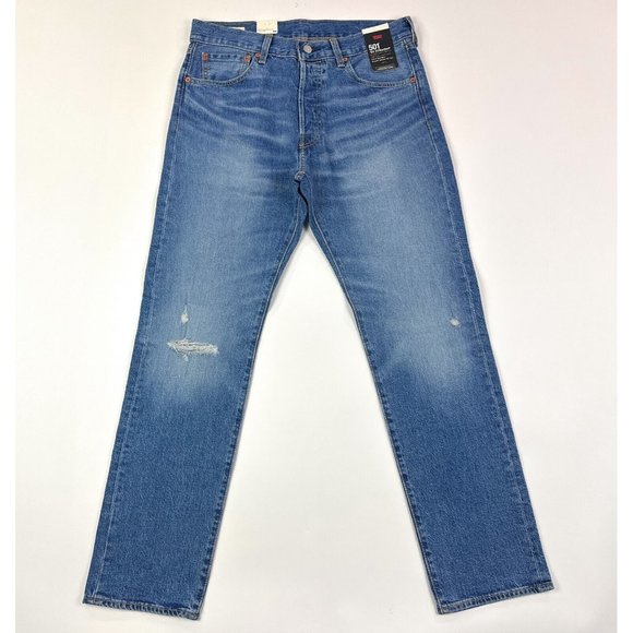 Levi's Other - Levis 501 93 Premium Men 32x32 Straight Blue Jeans Distressed Button Fly Stretch